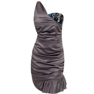 One Shoulder Satin Cocktail Dress With Sequins